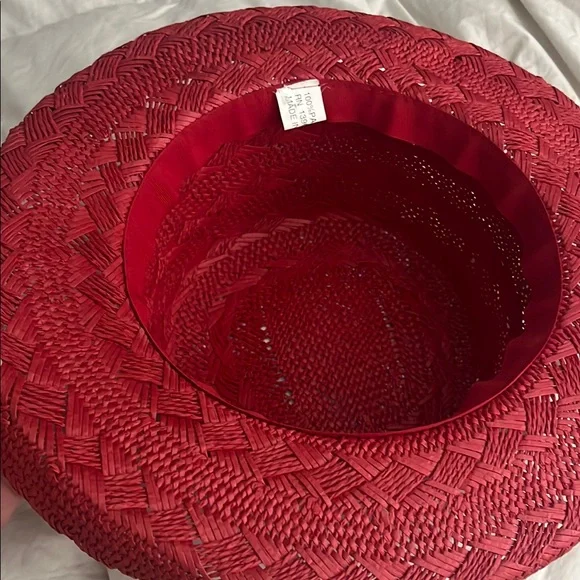 Red Woven Sun Hat - Picture 5 of 6